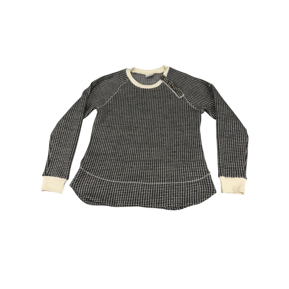 Columbia Women Black White Houndstooth Fleece Pullover Top Size L